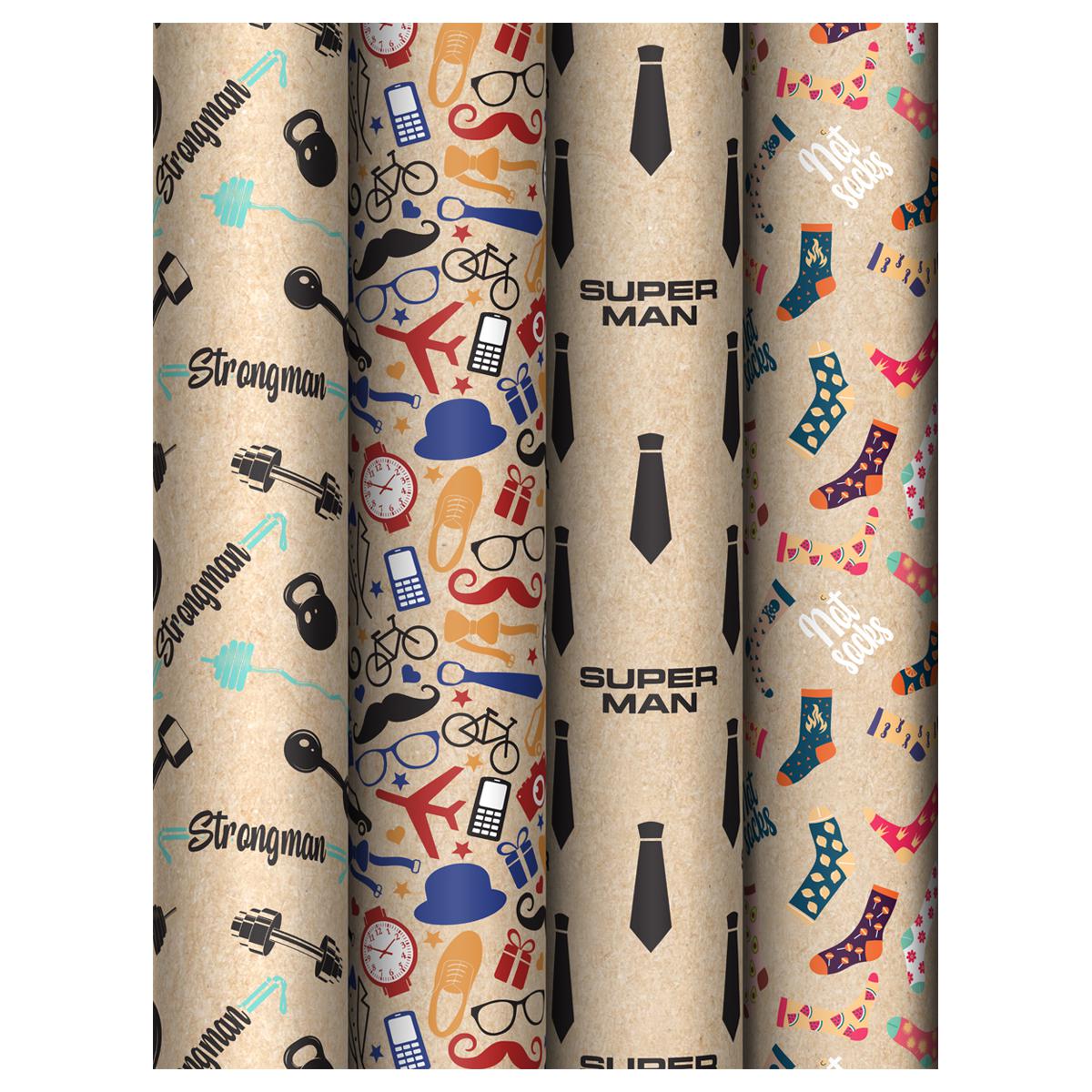 Бумага упаковочная MESHU MS_62824 "Super Man" 70г/м2,  70*100см ассорти 372635