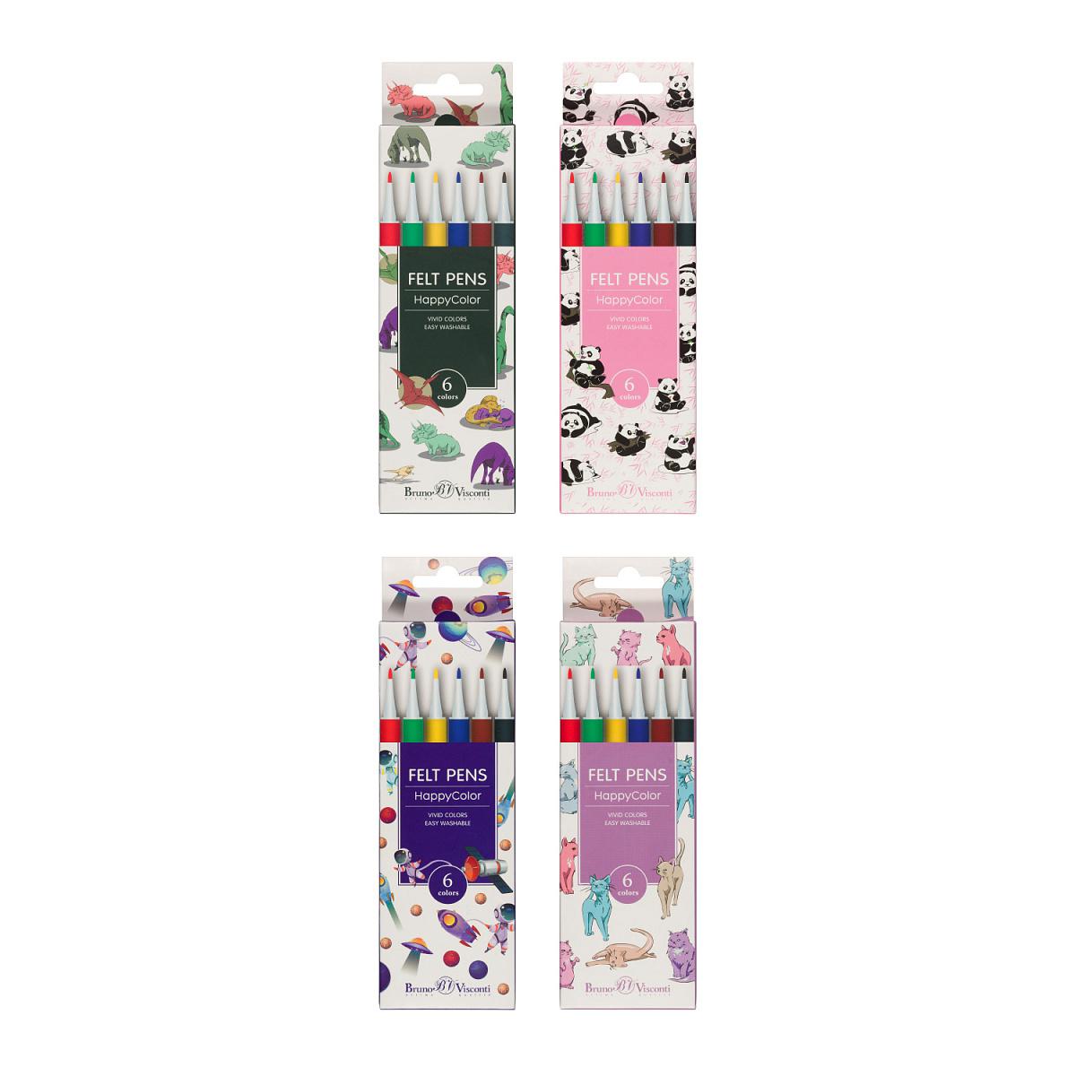 Фломастеры Bruno Visconti  6цв. 32-0024 "HappyColor" 