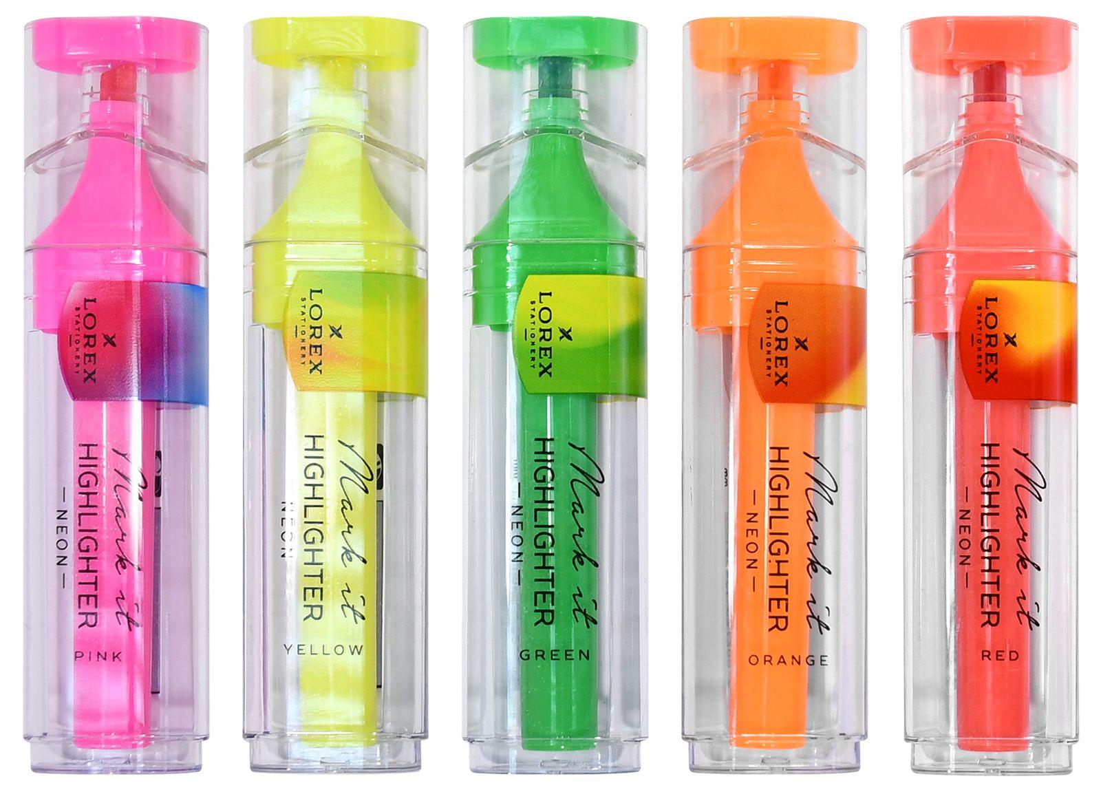 Маркер текст. Lorex LXHLMT-N5D 1-5мм "NEON " скошенный, ассорти 229740