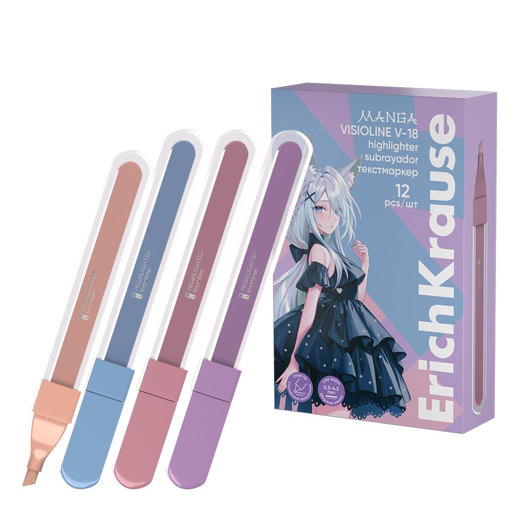 Маркеры 4цв. текстовые ErichKrause 60811 Visioline V-18 Manga ассорти
