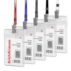 Бейдж ErichKrause 62072 62*91мм вертикальный, с лентой, ассорти