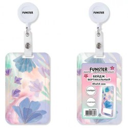 Бейдж Funster 238842 "Pastel grade" 110*67мм вертикальный, держатель-рулетка 