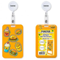 Бейдж Funster 238843 "Street food" 110*67мм вертикальный, держатель-рулетка 