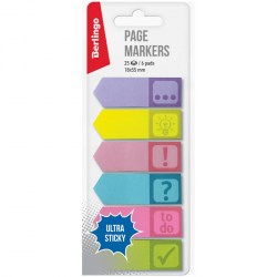 Блок липкий 6*18*55 Berlingo LSz_41003 25л. "Ultra Sticky" бумажные стрелки, со значками 287198