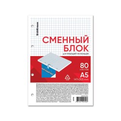 Блок сменный А5 ErichKrause 20708 80л. 55г. клетка для тетради на кольцах 