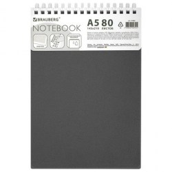 Блокнот А5 БиДжи 117562 "Серый" 80л., клетка, силиконовый гребень