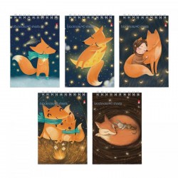 Блокнот А6 BrunoVisconti 3-40-249 40л. "Волшебные лисы" на гребне, клетка, ассорти 