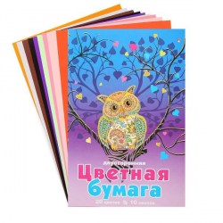 Бумага цветная А4 10л. 20цв. 100396 двусторонняя "Мультики" /Альт/