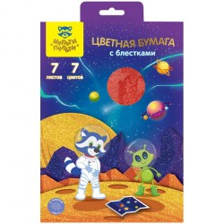 Бумага цветная А4  7л. 7цв. ЦБ7А5б_16846 "Приключения Енота" с блестками /Мульти-пульти/ 259173