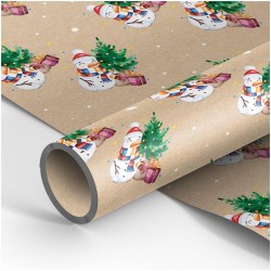 Бумага упаковочная MESHU MS_53453 "Снеговик", 90г/м2,  70*100см 358081