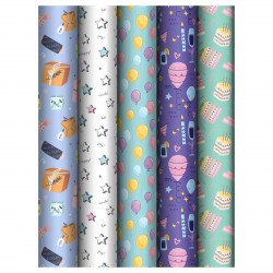 Бумага упаковочная MESHU MS_62815 "Birthday mood" 80г/м2,  70*100см ассорти 372626