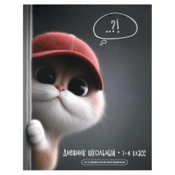 Дневник Феникс 72722 "Кот в кепке" 1-4 классы, твердый переплет