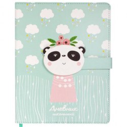 Дневник Юнландия 105956 "Панда" 1-4 классы, обложка кожза, магнитный клапан