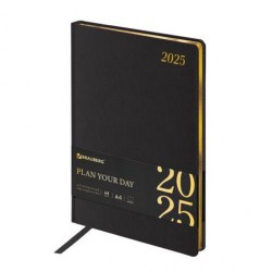 Еженедельник 2025г. BRAUBERG 115947 "Iguana" А4, под кожу, черный