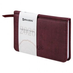 Еженедельник 2026г. Brauberg 117196 "Wood" А6, 64л, бордо