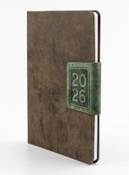 Еженедельник А5 2026г. Альфа-Тренд 310172 "Сицилия" коричневый+зеленый магнитный клапан, тв.переплет