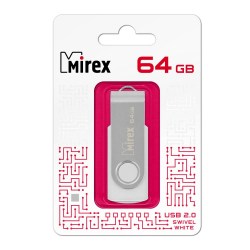 Флэш-диск Mirex SWIVEL WHITE 64GB  ecopack 13600-FMUSWT64