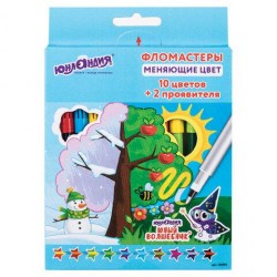 Фломастеры 10цв. Юнландия 151892 "Юный волшебник" магические 10шт+2 проявителя