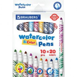 Фломастеры 10шт. 20цв. Brauberg 151945 "BI-COLOR" двухцветные, утолщенные