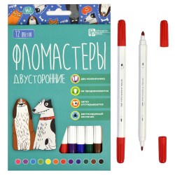 Фломастеры 12цв. Феникс 67876 "Арт-братва" двусторонние, смываемые