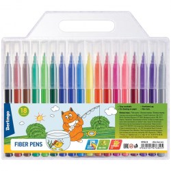 Фломастеры 18цв. Berlingo WP00618 "Жил-был кот" смываемые 231624