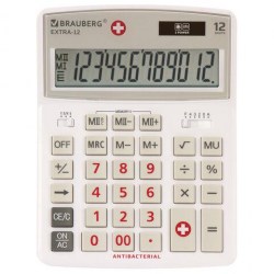 Калькулятор  Brauberg EXTRA-12-WAB 12 разр, двойное пит, 206x155мм, белый 250490