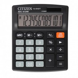 Калькулятор  CITIZEN SDC-812NR 12 разр, двойное пит, 102*124*25мм, черный 294013