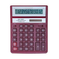Калькулятор  CITIZEN SDC-888XRD 12 разр, двойное пит, 158*203*31мм, красный 144137