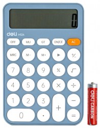 Калькулятор  Deli EM124BLUE синий, 12 разрядов 105x158x28мм, питание от бат. 1801395