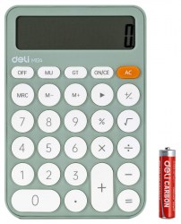 Калькулятор  Deli EM124GREEN зеленый, 12 разрядов 105x158x28мм, питание от бат. 1801397