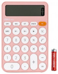 Калькулятор  Deli EM124PINK розовый, 12 разрядов 105x158x28мм, питание от бат. 1801400