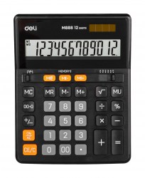 Калькулятор  Deli EM888 черный, 12 разр 158*203*31мм 1423020