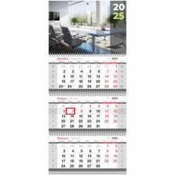 Календарь настенный на 2025г. БиДжи 369743 "Офис" квартальный, 3 бл. на 3 гр. с бегунком