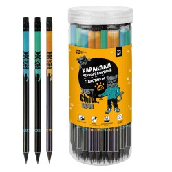 Карандаш ч/г Феникс 57463 HB с ластиком "Кот на черном" черное дерево