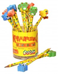 Карандаш ч/г "Каляка-Маляка" КЧВЛКМ с ластиком, НВ шестигранный 240750