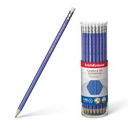Карандаш ч/г  ErichKrause 45614 "Grafica" НВ шестигран., с ластиком, дерево