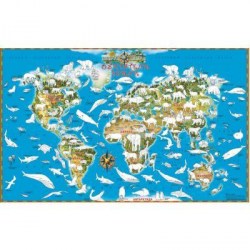 Карта Мира. 90*58 "Обитатели Земли" раскраска ОСН1234229