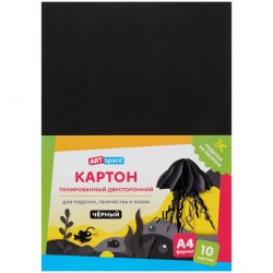 Картон черный А4 10л. ArtSpace КТ1А4_38004 тонированный, 180г/м2 315307
