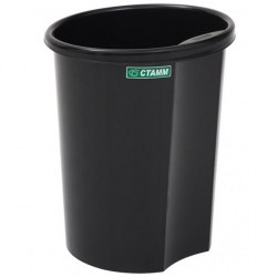 Корзина д/бумаг КР11 черная цельная с держателем 12л. /Стамм/323966