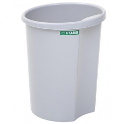 Корзина д/бумаг КР12 серая цельная с держателем 12л. /Стамм/