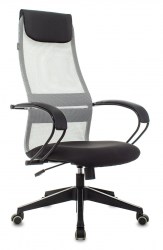 Кресло Бюрократ  CH-607 светло-серый TW-02 сиденье черный сетка/ткань с подголов. 1846043