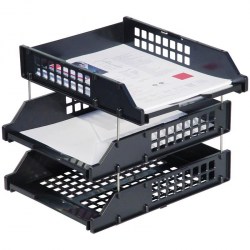 Лоток горизонтальный 3-х ярусный ЛТ112/ЛТГ-63795 черный на металл стержн STRONG (Стамм)