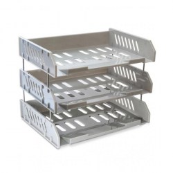 Лоток горизонтальный 3-х ярусный ЛТ561 "Сити" серый с широкой загрузкой /Стамм/