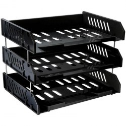 Лоток горизонтальный 3-х ярусный ЛТГ-30695/ЛТ560 "Сити" черный с широкой загрузкой /Стамм/
