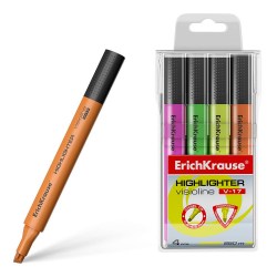 Маркеры 4цв. текстовые ErichKrause 56704 Visioline V-17 Neon