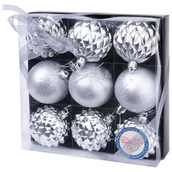 Набор шаров Феникс Презент 78775 пласт 9шт 6см серебряные шары