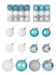 Набор шаров Феникс Презент 81053 пластик, ассорти /33шт/ серебро, голубые