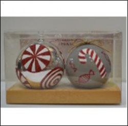 Набор стеклянных украшений ЮниОпт КН-85-2045 №45  из 2 шаров, 85 мм., в подарочной упаковке