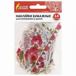 Наклейки Остров Сокровищ 662266 "Розы" из washi-бумаги /64шт/