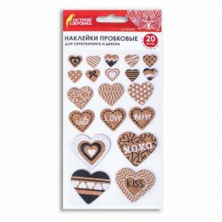 Наклейки Остров Сокровищ 662278 "Сердца" пробковые /20шт/